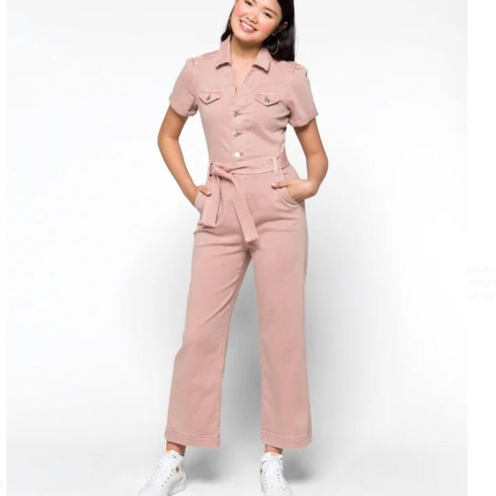 Paige Short Sleeve Anessa Jumpsuit, Light Pink, Size 10, NWT